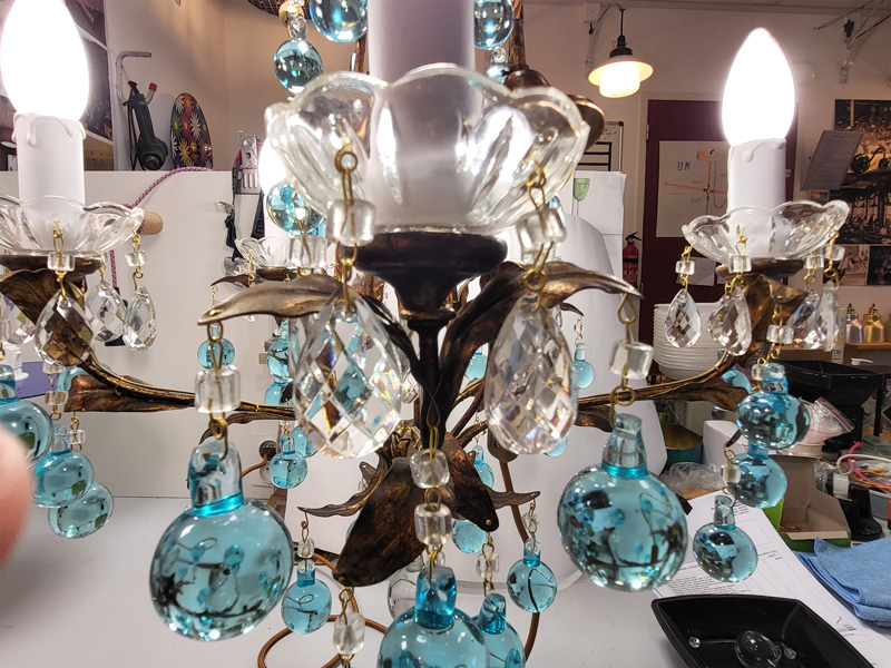 restauration ancien lustre 5 feux